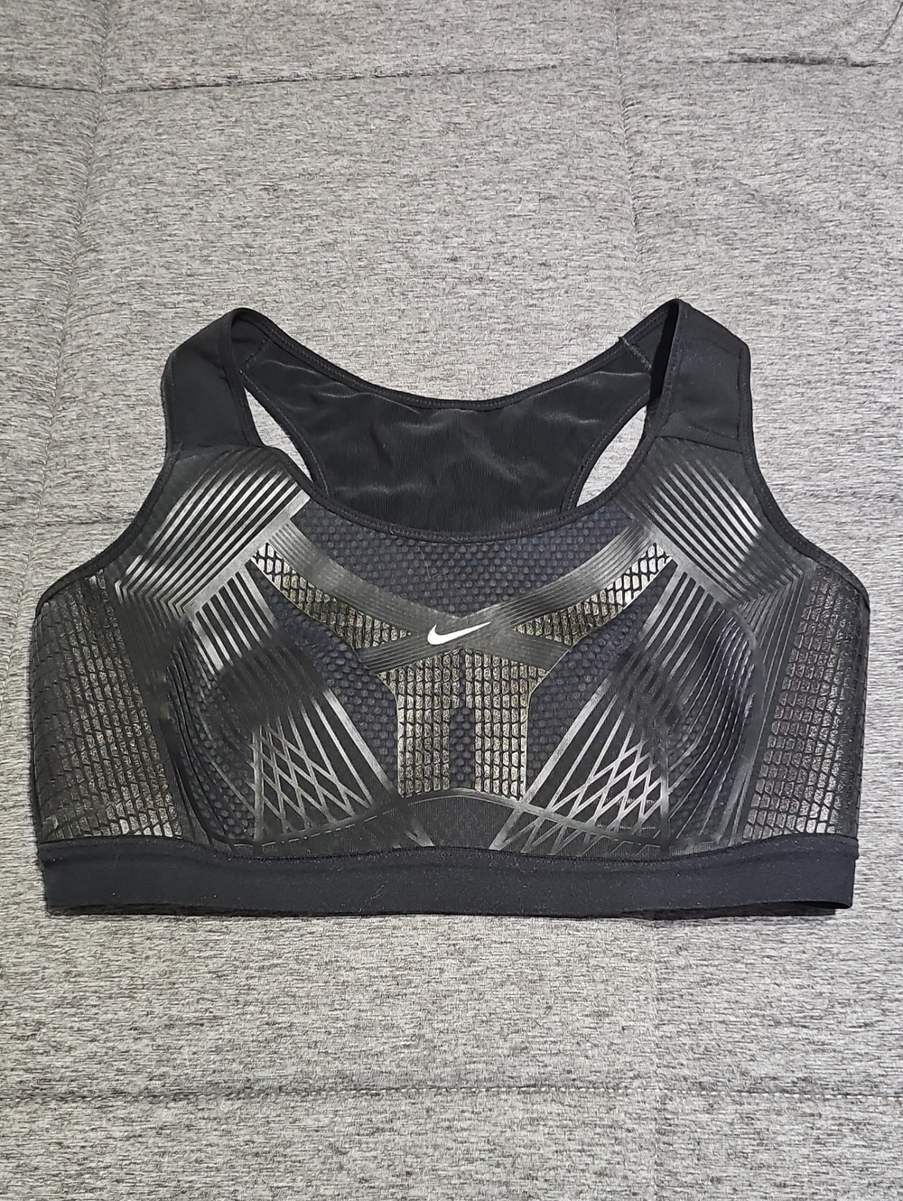 Nike Black High-Impact Racerback Sports Bra with Textured Mesh